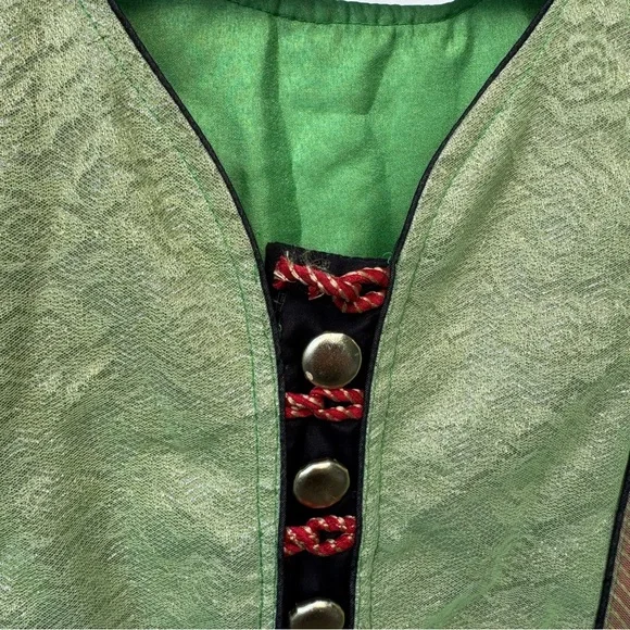 Handmade renaissance dress green overlay with black velvet size medium jun1 - Picture 5 of 8